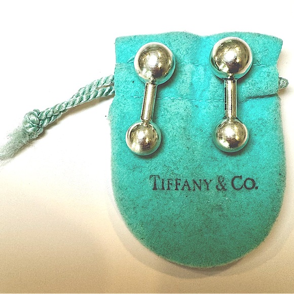 Tiffany & Co 925 Sterling Silver Barbell Ball Cufflinks